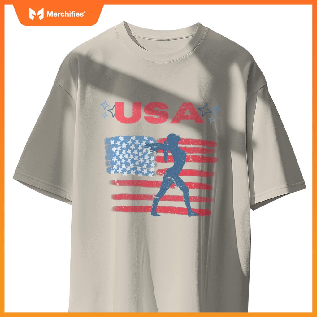 cute gymnastics american flag star  patriotic usa gymnast T-Shirt