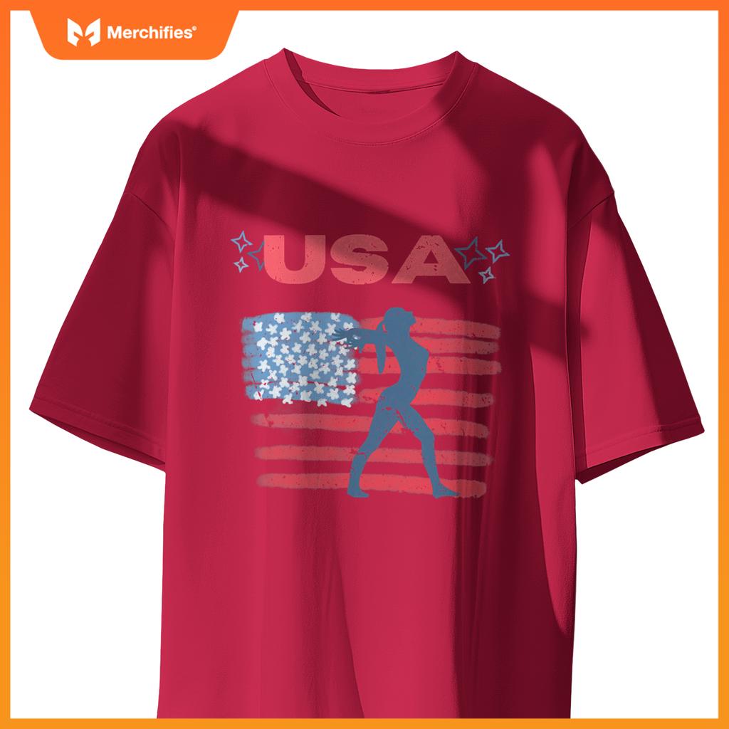 cute gymnastics american flag star  patriotic usa gymnast T-Shirt