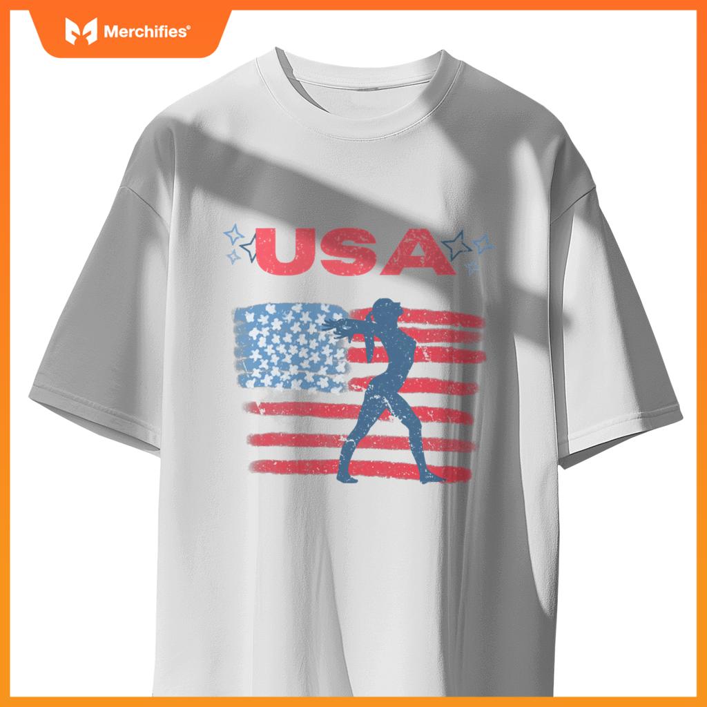 cute gymnastics american flag star  patriotic usa gymnast T-Shirt