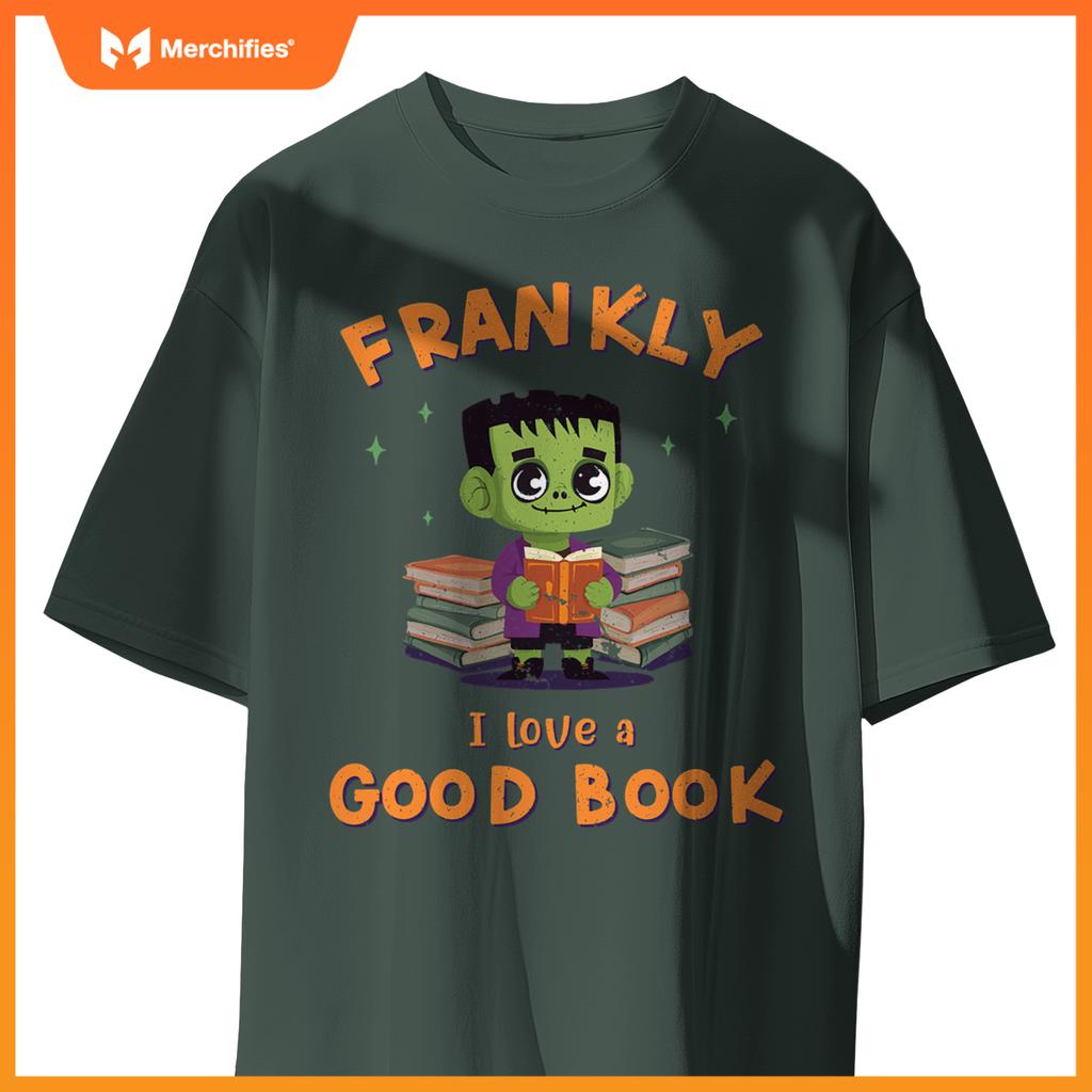 Cute halloween teacher librarian frankenstein reading books