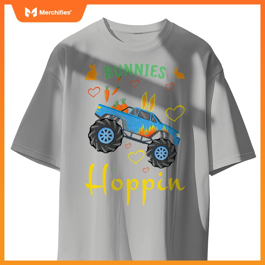 Cute Monster Truck Bunny Rabbit Happy Easter Sunday T-Shirt