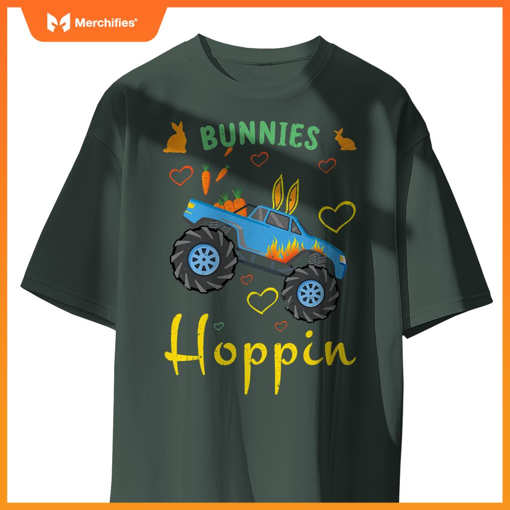 Cute Monster Truck Bunny Rabbit Happy Easter Sunday T-Shirt