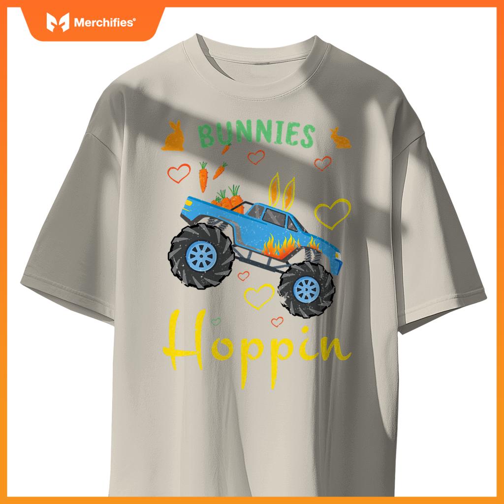 Cute Monster Truck Bunny Rabbit Happy Easter Sunday T-Shirt