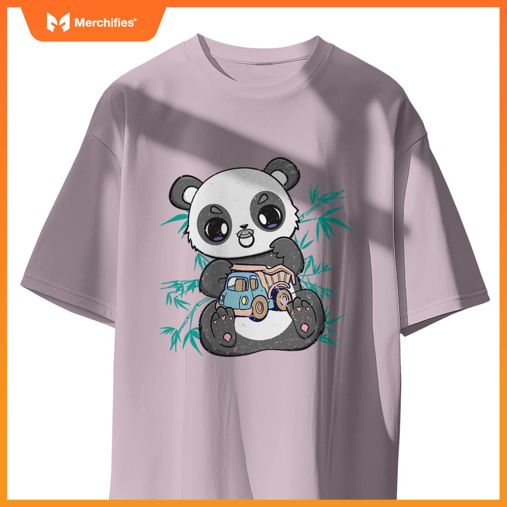 Cute Panda Holding Toy And Kawaii Bear Truck Driver T-Shirt