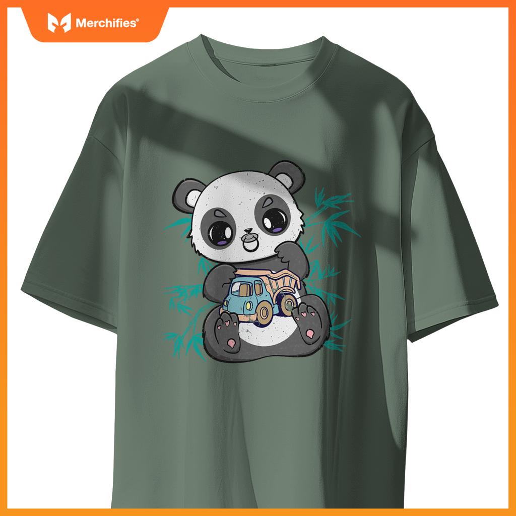 Cute Panda Holding Toy And Kawaii Bear Truck Driver T-Shirt