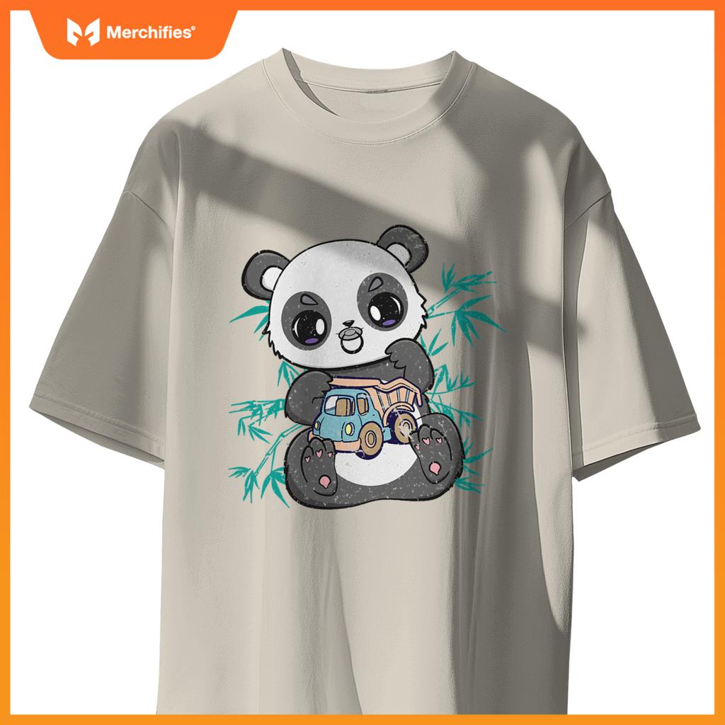 Cute Panda Holding Toy And Kawaii Bear Truck Driver T-Shirt