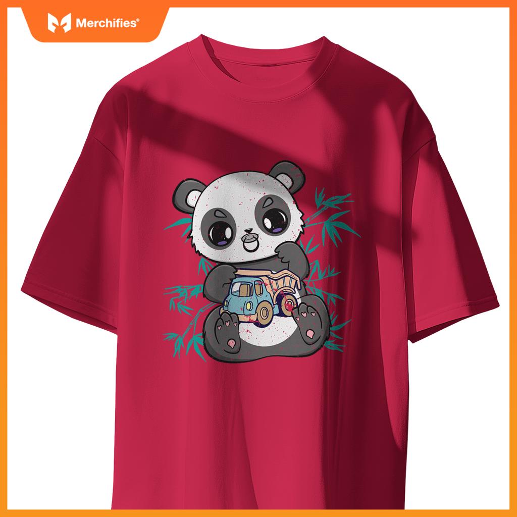 Cute Panda Holding Toy And Kawaii Bear Truck Driver T-Shirt