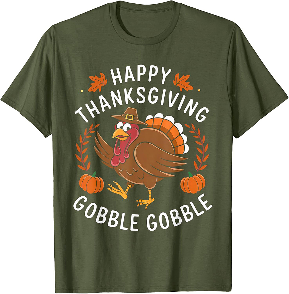 Thanksgiving Shirts for Boys Girs Women Happy Gobble T-Shirt