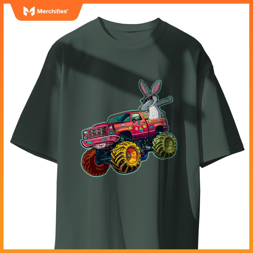 Dabbing Bunny Monster Truck Easter Sunday Egg Easter T-Shirt