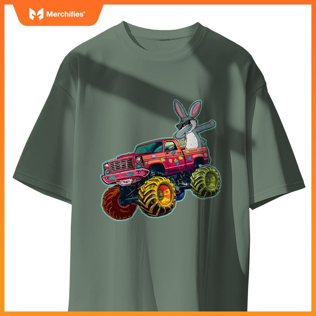 Dabbing Bunny Monster Truck Easter Sunday Egg Easter T-Shirt