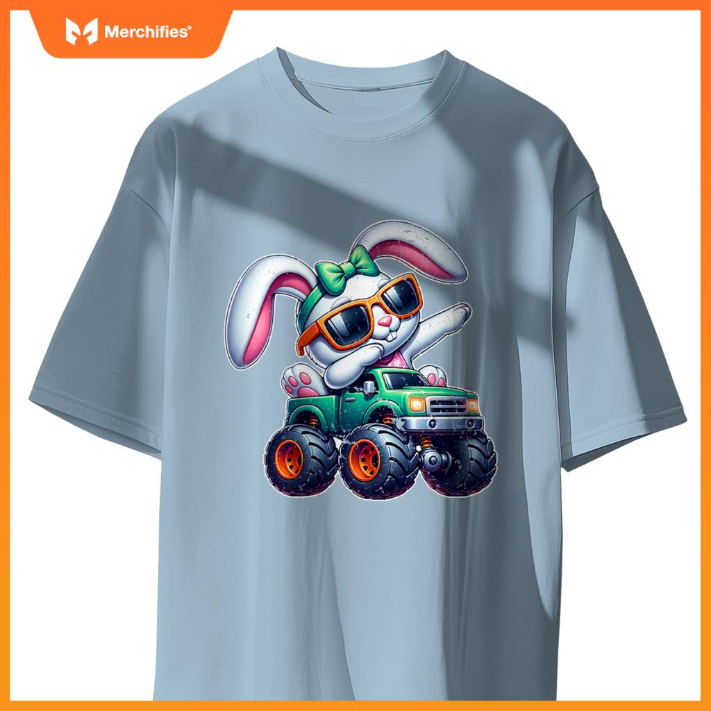 Dabbing Rabbit Happy Easter Bunny Monster Truck Dab Kids T-Shirt