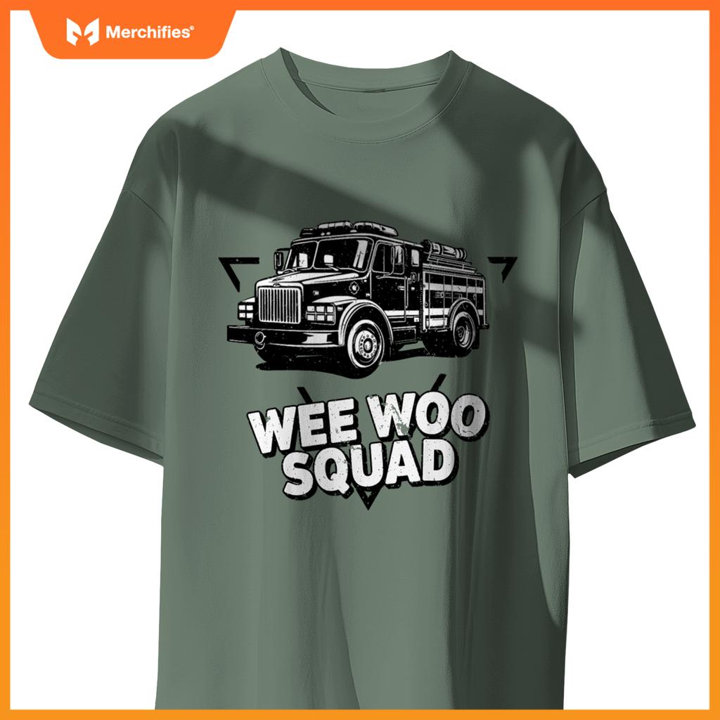 Design Kids And Adults Wee Woo Squad Fire Truck T-Shirt