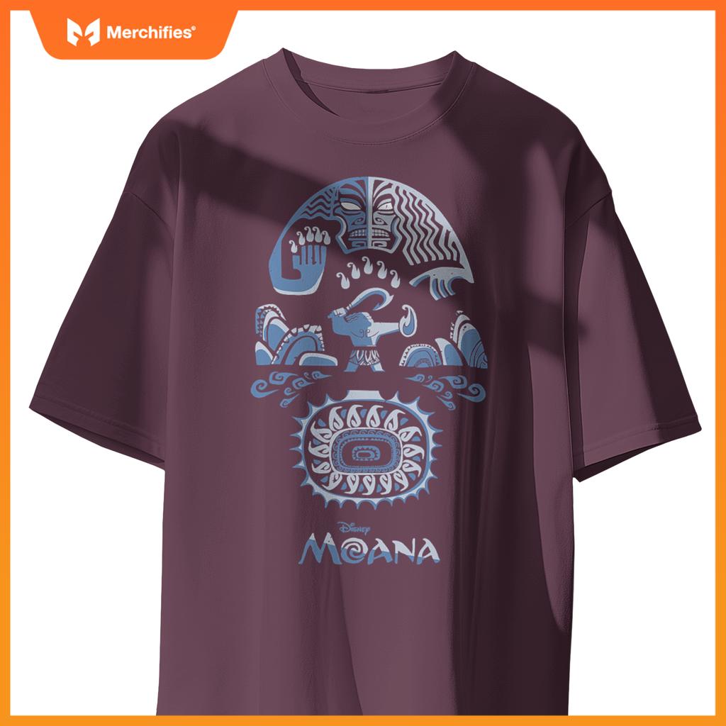 Disney moana maui tribal tattoo native story big chest logo t-shirt