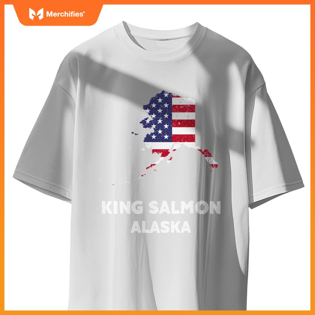 distressed patriotic usa flag king salmon, alaska T-Shirt