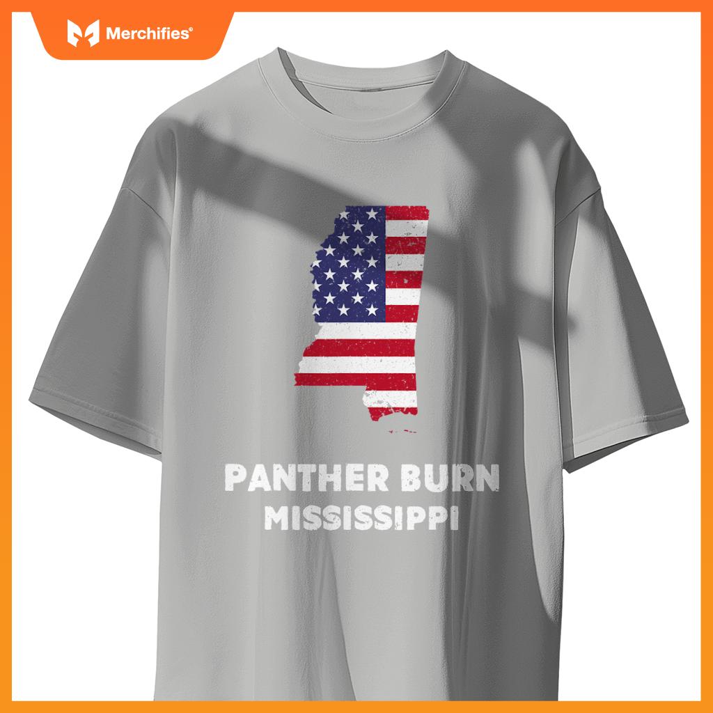 distressed patriotic usa flag panr burn, mississippi T-Shirt