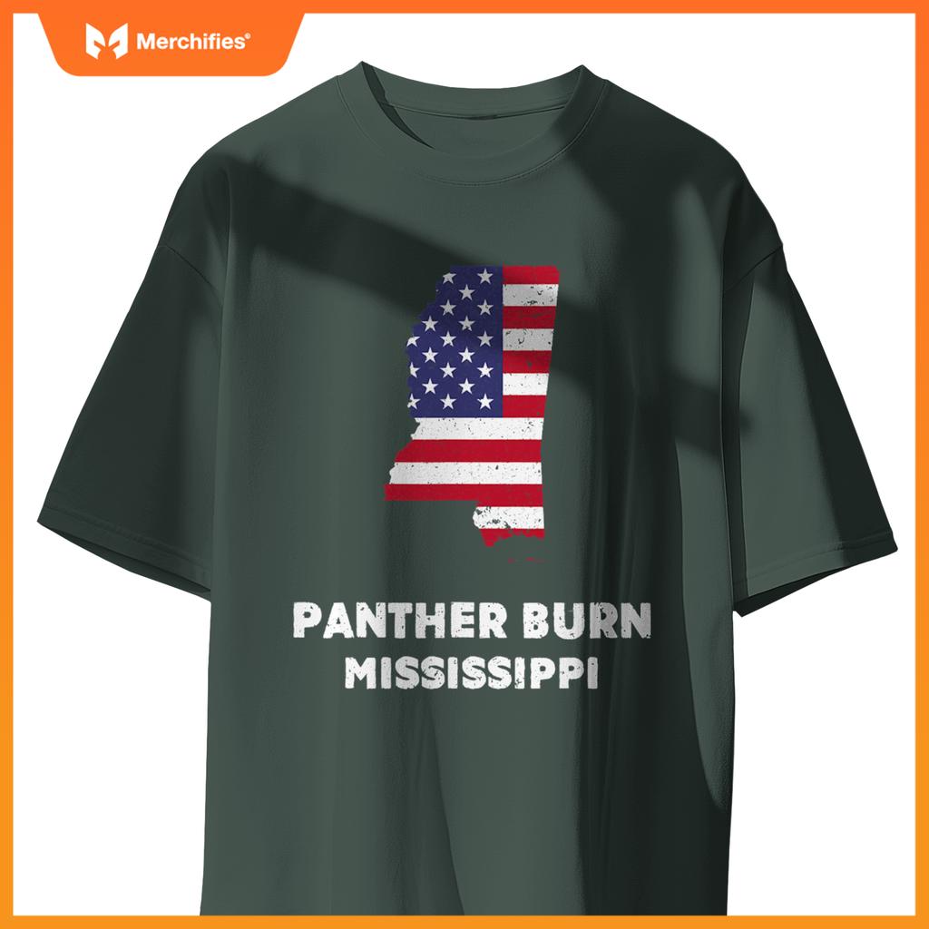 distressed patriotic usa flag panr burn, mississippi T-Shirt