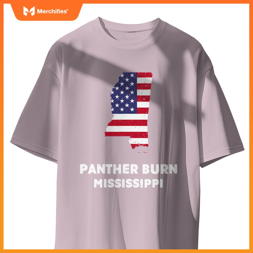 distressed patriotic usa flag panr burn, mississippi T-Shirt