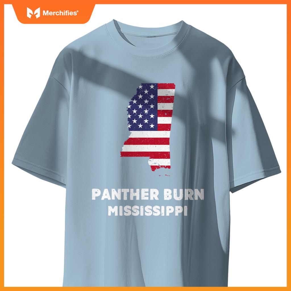 distressed patriotic usa flag panr burn, mississippi T-Shirt