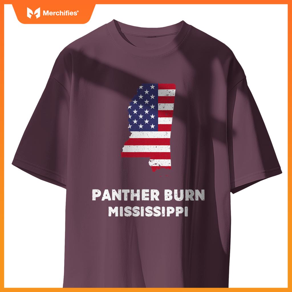 distressed patriotic usa flag panr burn, mississippi T-Shirt