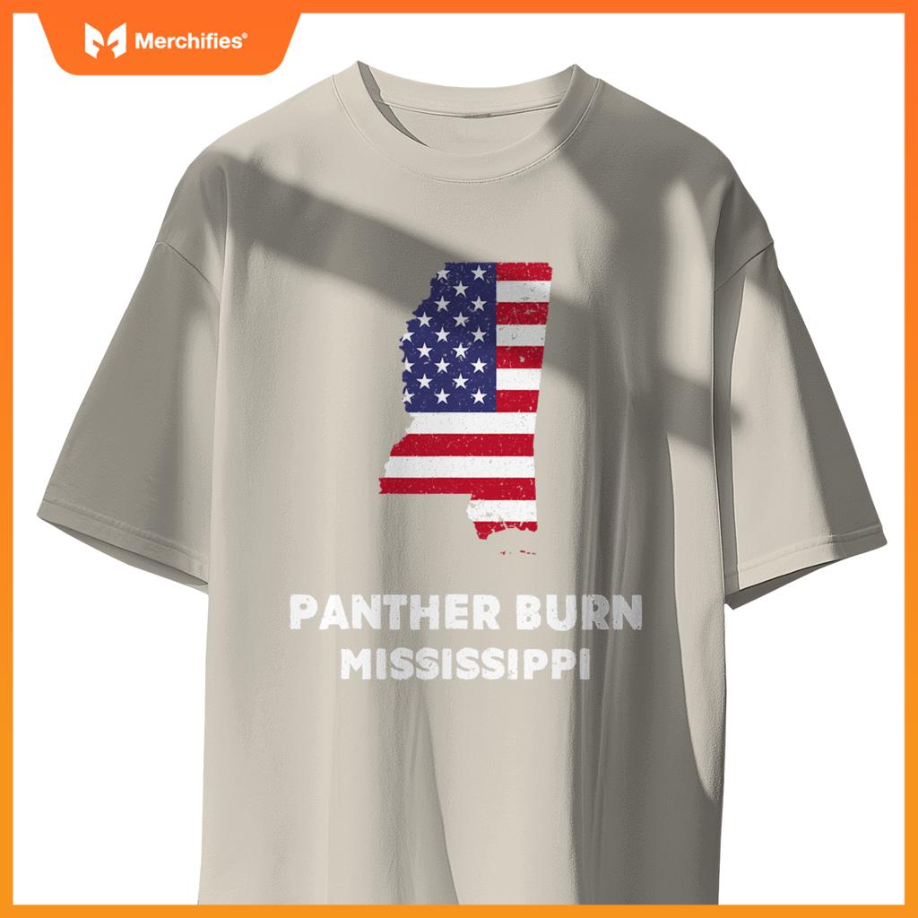 distressed patriotic usa flag panr burn, mississippi T-Shirt