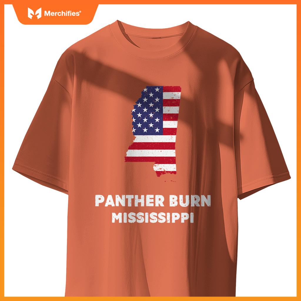 distressed patriotic usa flag panr burn, mississippi T-Shirt