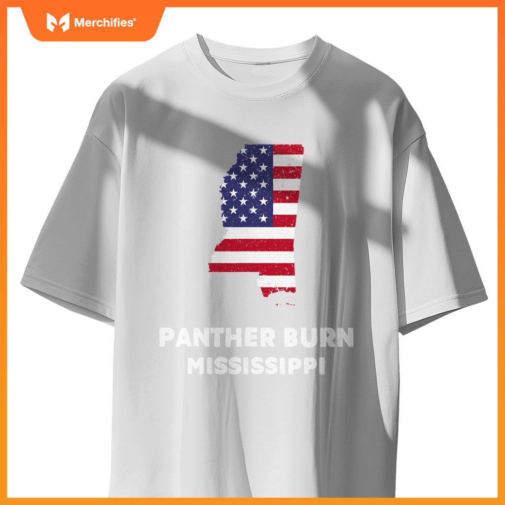 distressed patriotic usa flag panr burn, mississippi T-Shirt