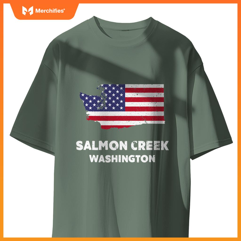 distressed patriotic usa flag salmon creek, washington T-Shirt