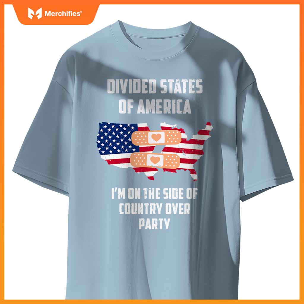 divided states of america patriotic love country over party T-Shirt