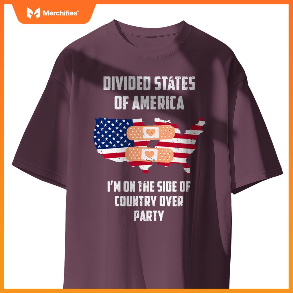 divided states of america patriotic love country over party T-Shirt