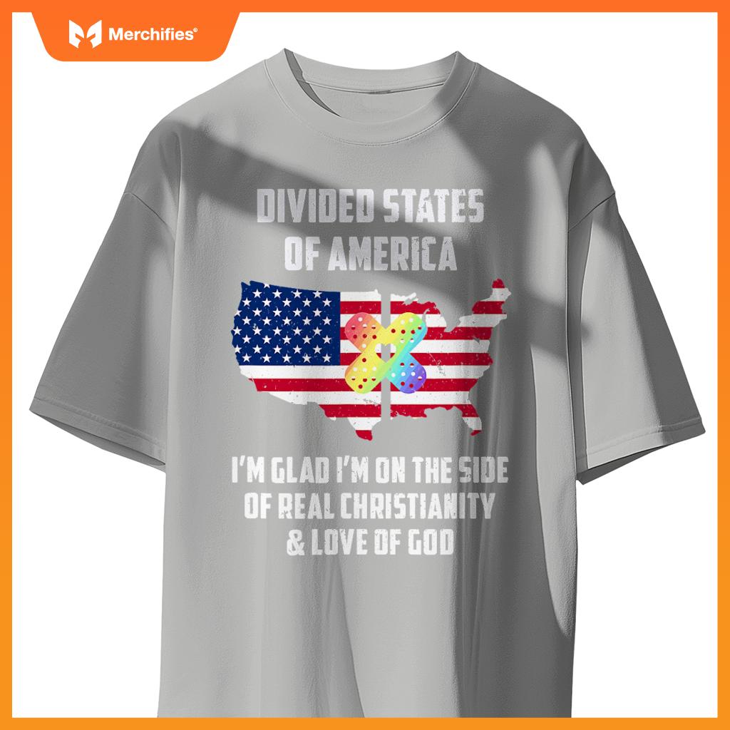 divided states of america patriotic love god christianity T-Shirt