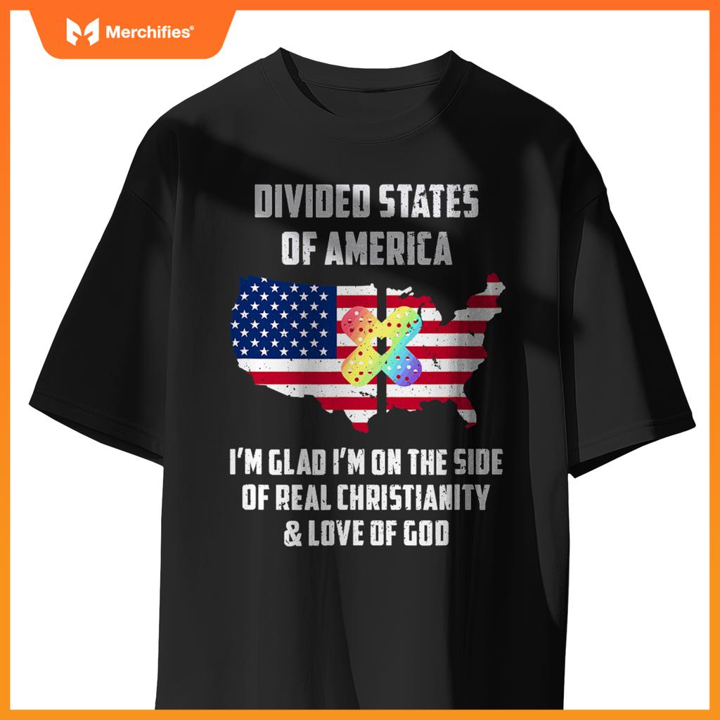divided states of america patriotic love god christianity T-Shirt