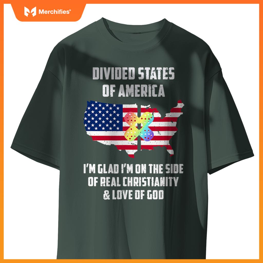 divided states of america patriotic love god christianity T-Shirt