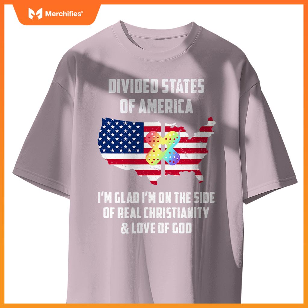 divided states of america patriotic love god christianity T-Shirt