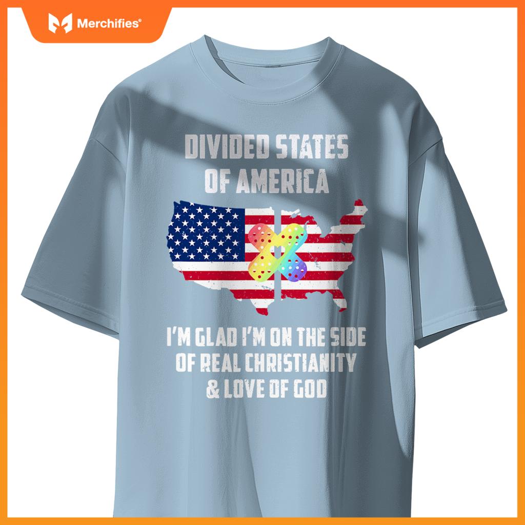 divided states of america patriotic love god christianity T-Shirt