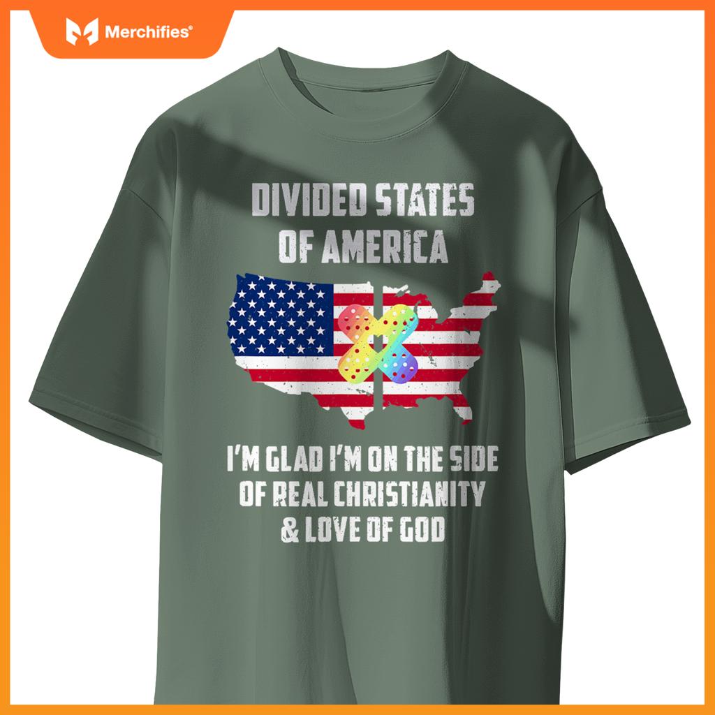 divided states of america patriotic love god christianity T-Shirt