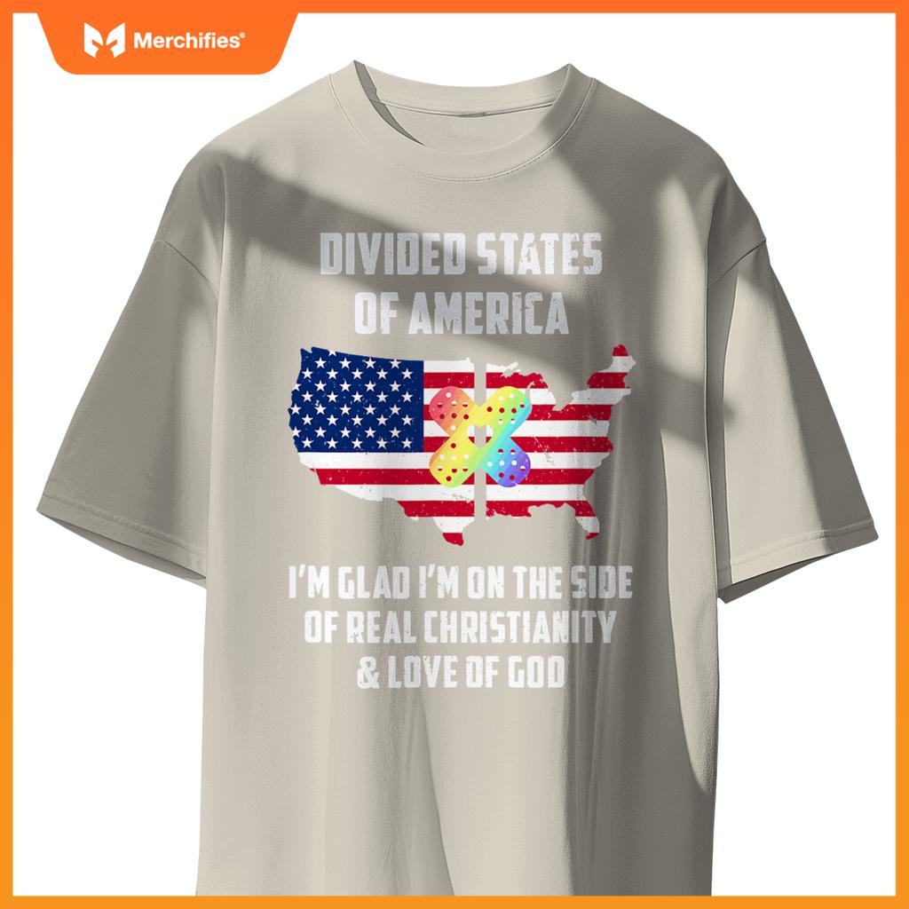divided states of america patriotic love god christianity T-Shirt
