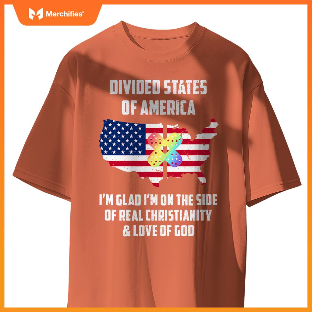 divided states of america patriotic love god christianity T-Shirt