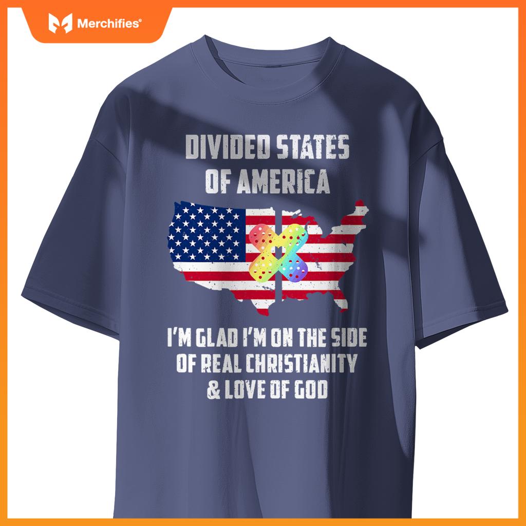 divided states of america patriotic love god christianity T-Shirt