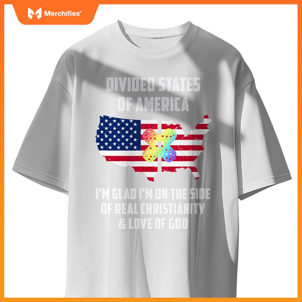 divided states of america patriotic love god christianity T-Shirt