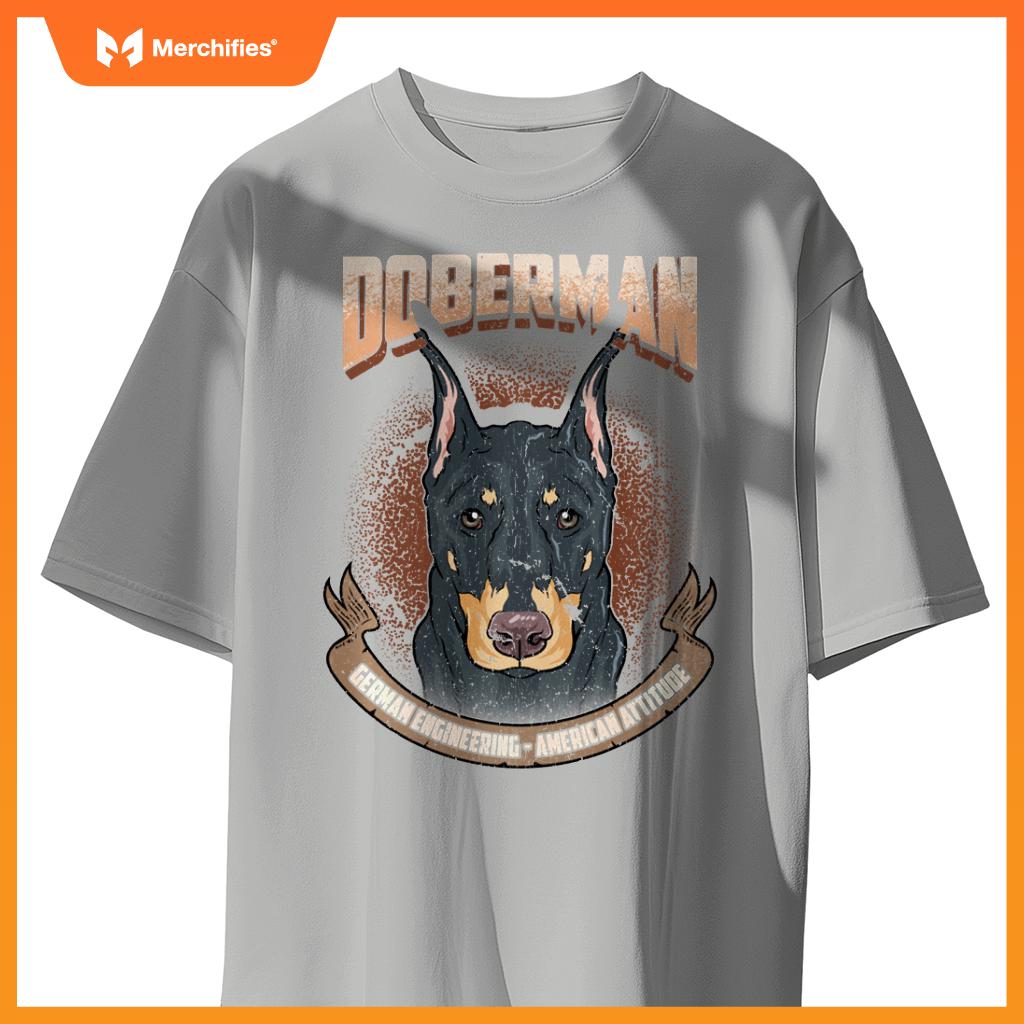 Doberman Dog German Engineering American Attitude T-Shirt
