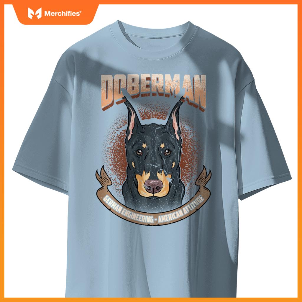 Doberman Dog German Engineering American Attitude T-Shirt