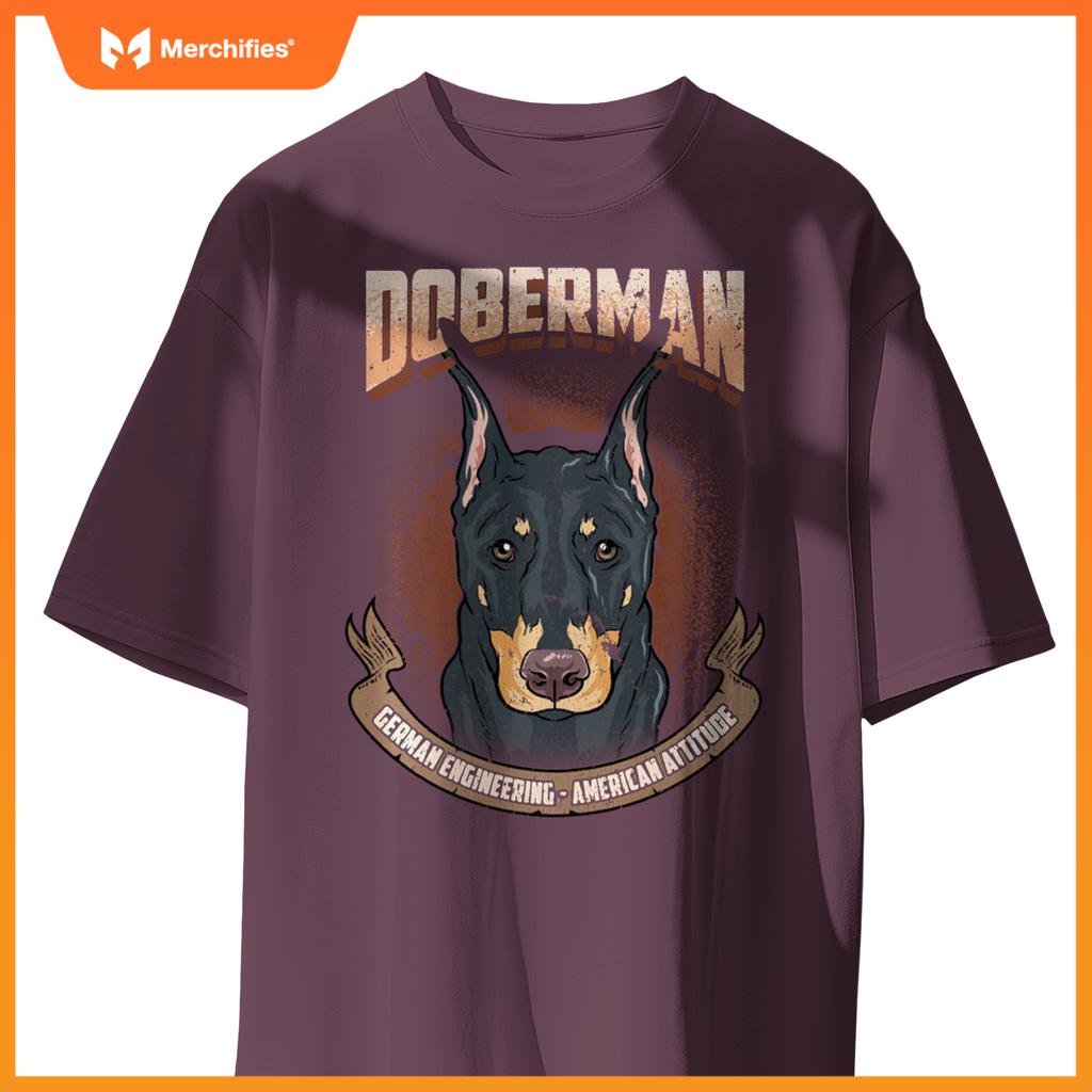 Doberman Dog German Engineering American Attitude T-Shirt