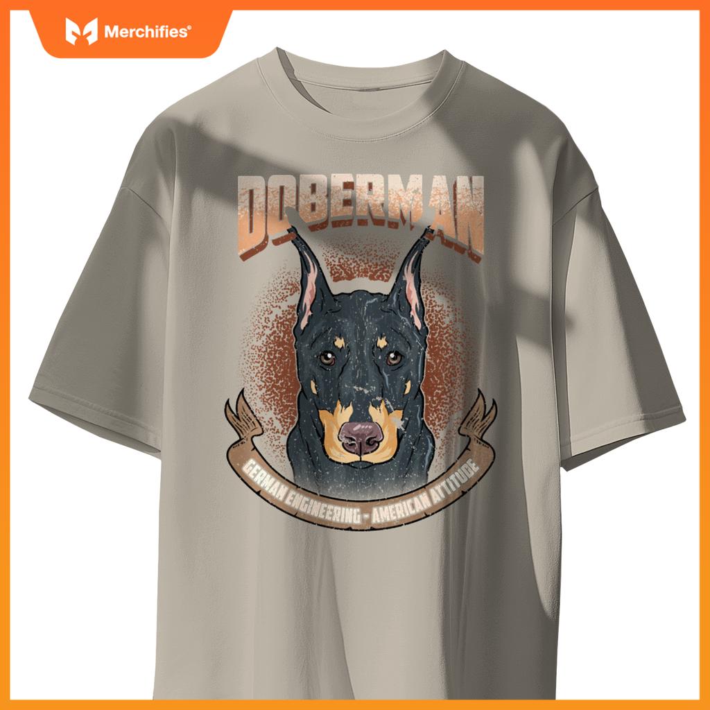 Doberman Dog German Engineering American Attitude T-Shirt