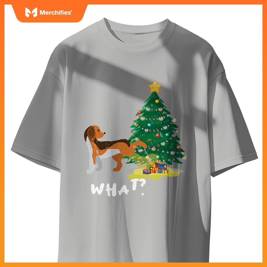 Dog Peeing On Christmas Tree What ,Christmas T-Shirt