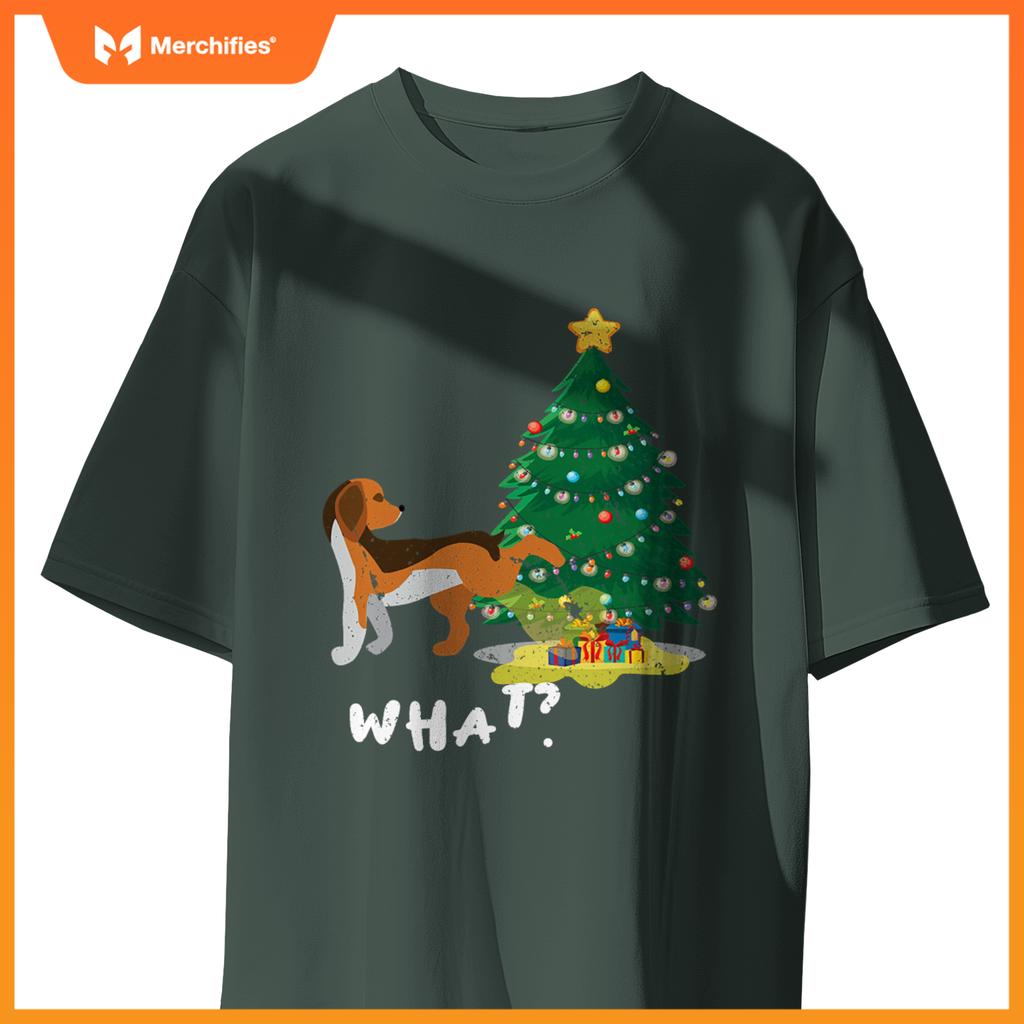 Dog Peeing On Christmas Tree What ,Christmas T-Shirt