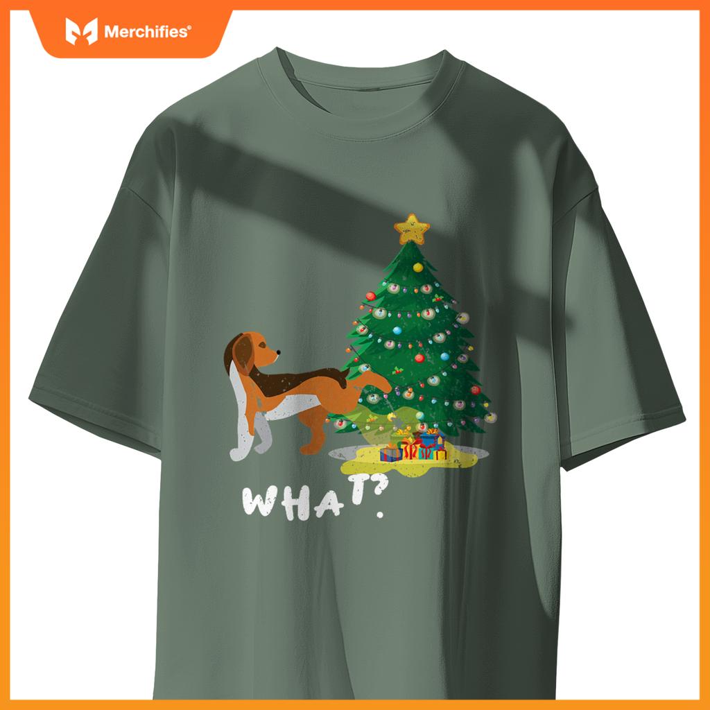 Dog Peeing On Christmas Tree What ,Christmas T-Shirt