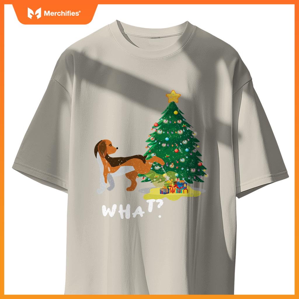 Dog Peeing On Christmas Tree What ,Christmas T-Shirt