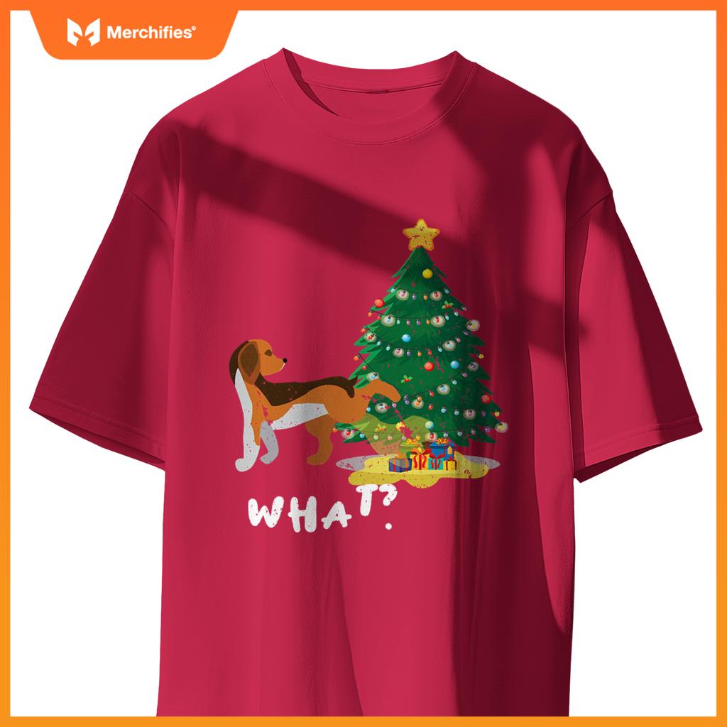 Dog Peeing On Christmas Tree What ,Christmas T-Shirt