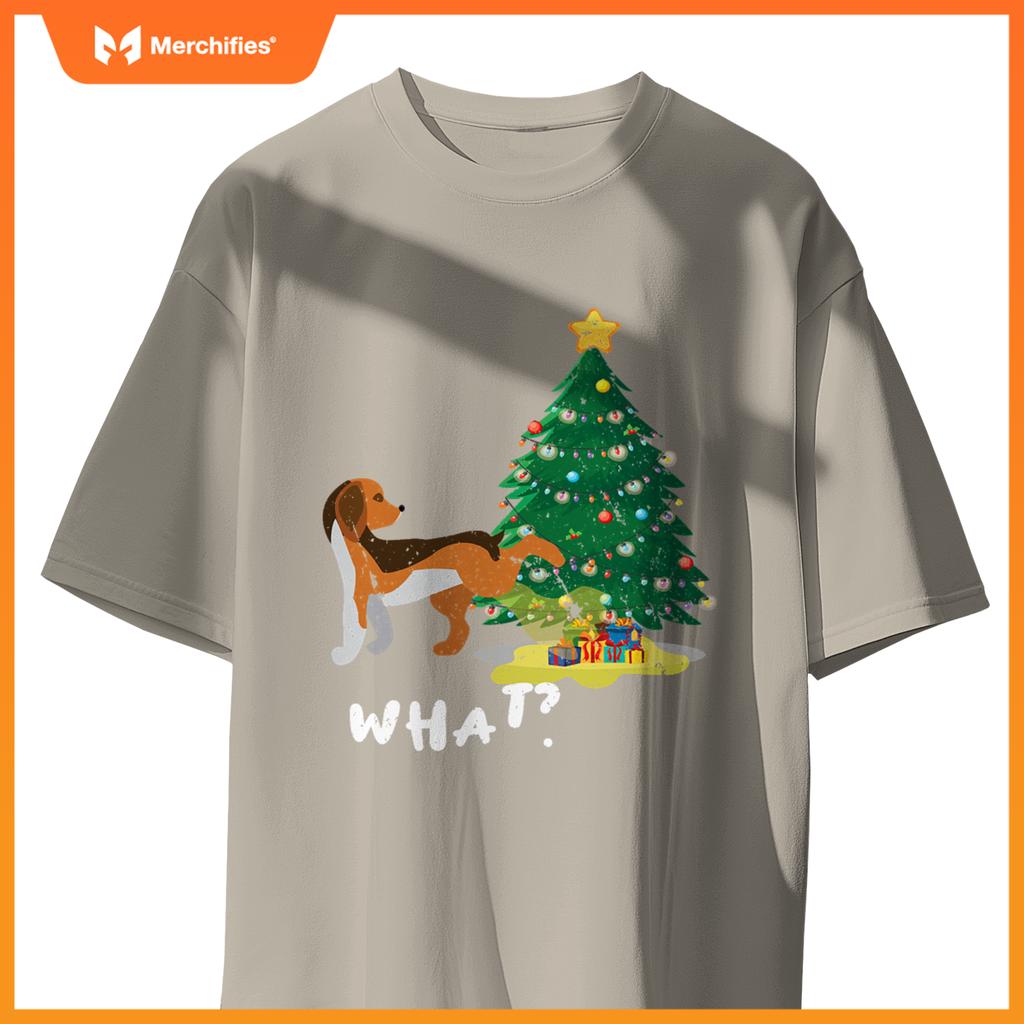 Dog Peeing On Christmas Tree What ,Christmas T-Shirt