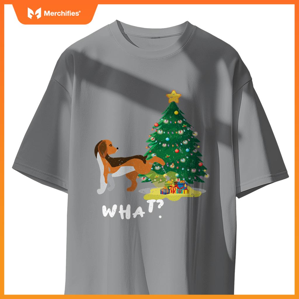 Dog Peeing On Christmas Tree What ,Christmas T-Shirt